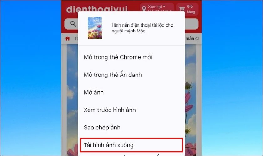 Nhấn giữ và nhấn chọn Tải hình ảnh xuống