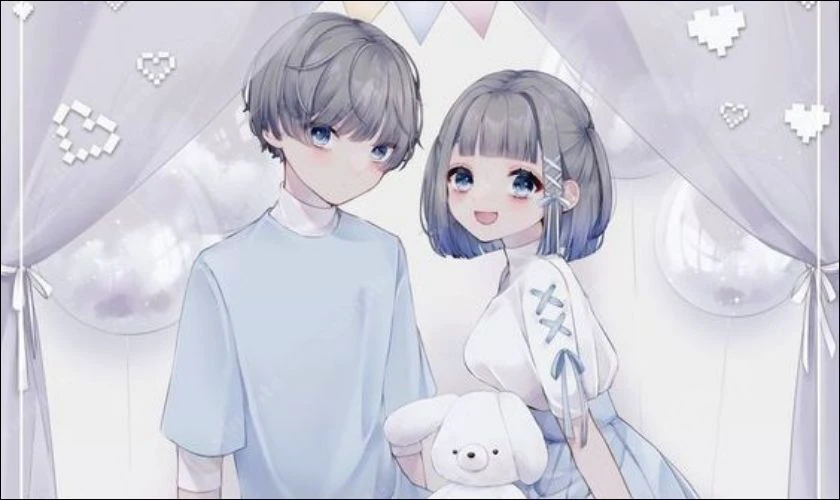H&igrave;nh anime cặp đ&ocirc;i dễ thương cho m&aacute;y t&iacute;nh