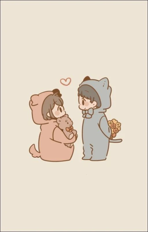 H&igrave;nh anime cặp đ&ocirc;i dễ thương cho điện thoại