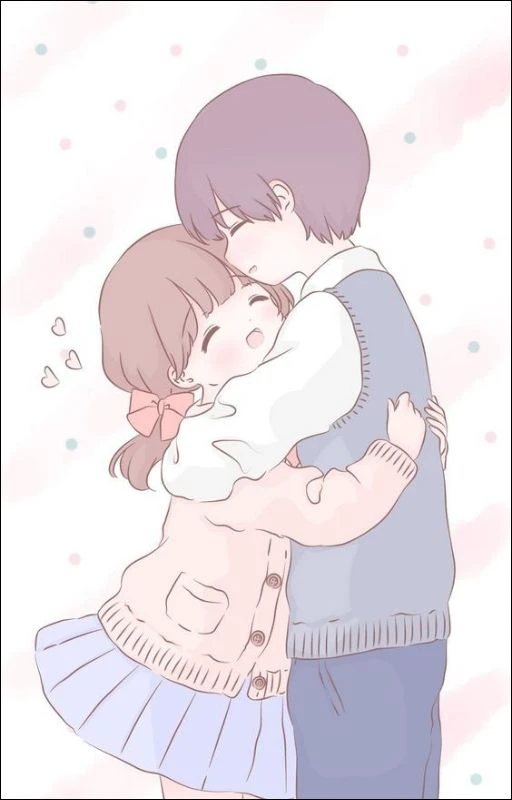 H&igrave;nh anime cặp đ&ocirc;i dễ thương cho dế y&ecirc;u
