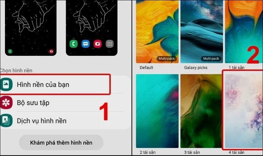 Ấn v&agrave;o mục H&igrave;nh nền của bạn rồi chọn ảnh bạn muốn