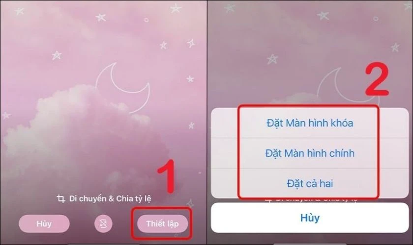 Chọn ảnh v&agrave; nhấn Thiết lập l&agrave; ho&agrave;n tất