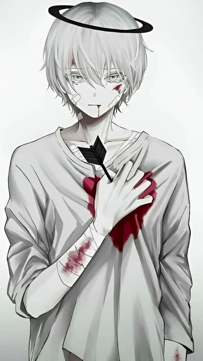 H&igrave;nh nền buồn anime với tr&aacute;i tim rỉ m&aacute;u