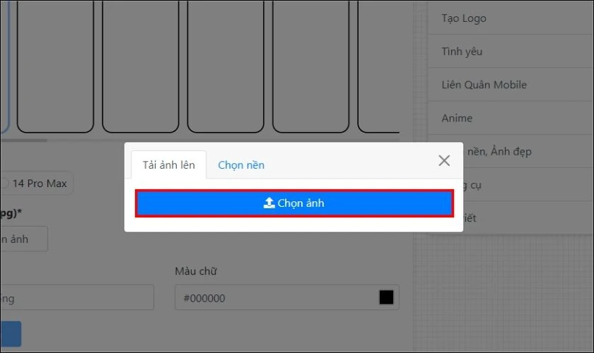 Tiếp tục bấm Chọn ảnh v&agrave; Chọn nền