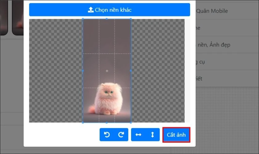 Điều chỉnh v&agrave; chọn Cắt ảnh