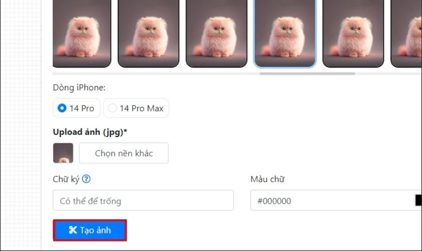 Nhấn Tạo ảnh