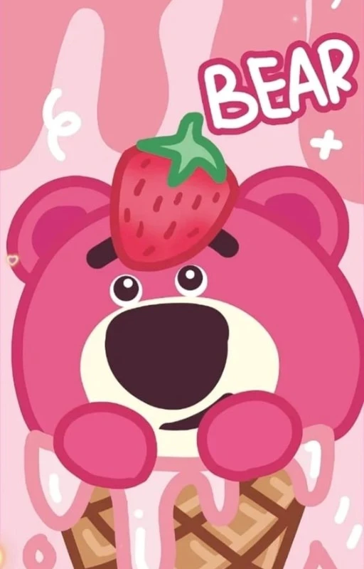 Wallpaper inlove gấu d&acirc;u ph&aacute;t s&aacute;ng cute cho điện thoại