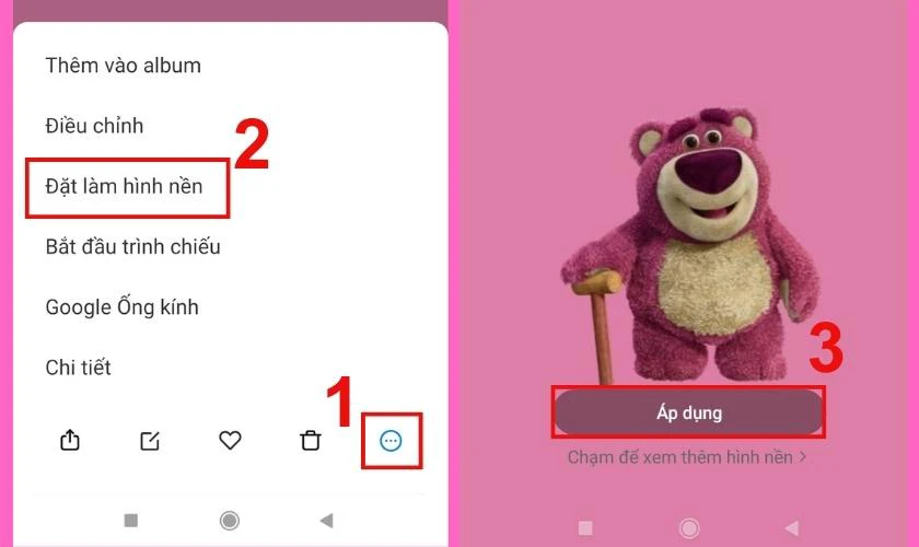 Nhấn v&agrave;o tab Đặt l&agrave;m h&igrave;nh nền v&agrave; chọn &Aacute;p dụng