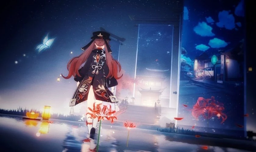 Wallpaper Genshin Impact Hutao cho m&aacute;y t&iacute;nh
