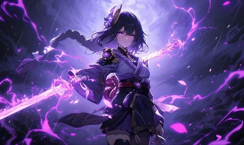 H&igrave;nh nền Genshin Impact Raiden Shogun ấn tượng