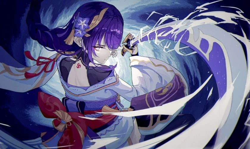 Wallpaper Genshin Impact Raiden Shogun cho m&aacute;y t&iacute;nh