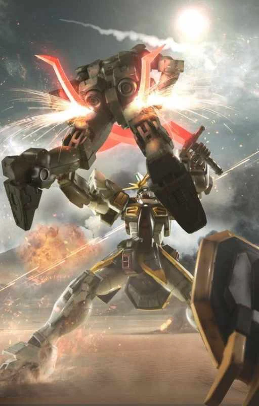 Ảnh 4K Gundam v&agrave; qu&aacute;i vật đ&aacute;nh nhau cực ngầu cho di động