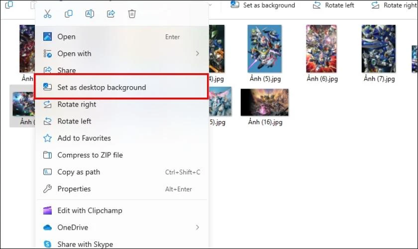 Nhấn chuột phải v&agrave;o bức ảnh v&agrave; chọn Set as desktop background