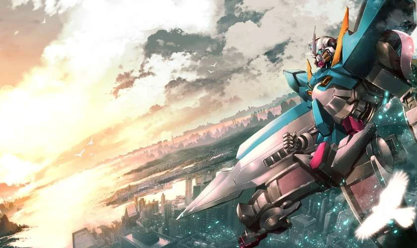 Bộ h&igrave;nh nền Gundam 4K bay trong kh&ocirc;ng gian si&ecirc;u ngầu cho laptop