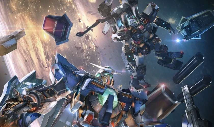 Ảnh nền Gundam 4K bay trong kh&ocirc;ng gian si&ecirc;u ngầu cho PC