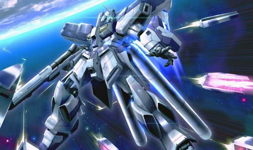 Wallpaper Gundam 4K bay trong kh&ocirc;ng gian si&ecirc;u ngầu cho laptop
