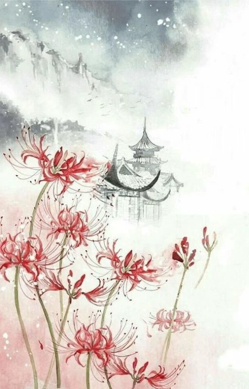 Ảnh nền hoa bỉ ngạn cổ trang style mờ ảo