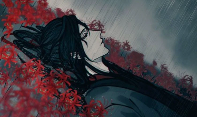 Wallpaper hoa bỉ ngạn đỏ u buồn anime cho m&aacute;y t&iacute;nh