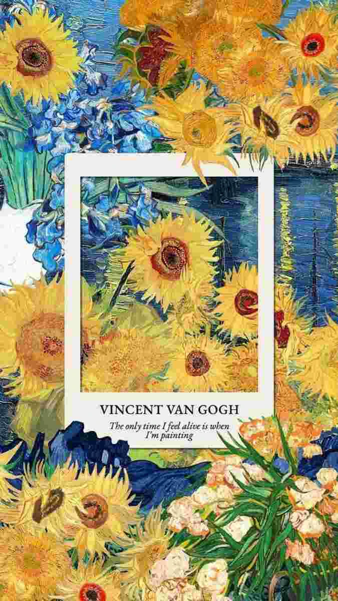 H&igrave;nh nền hoa hướng dương Van Gogh cho iPhone