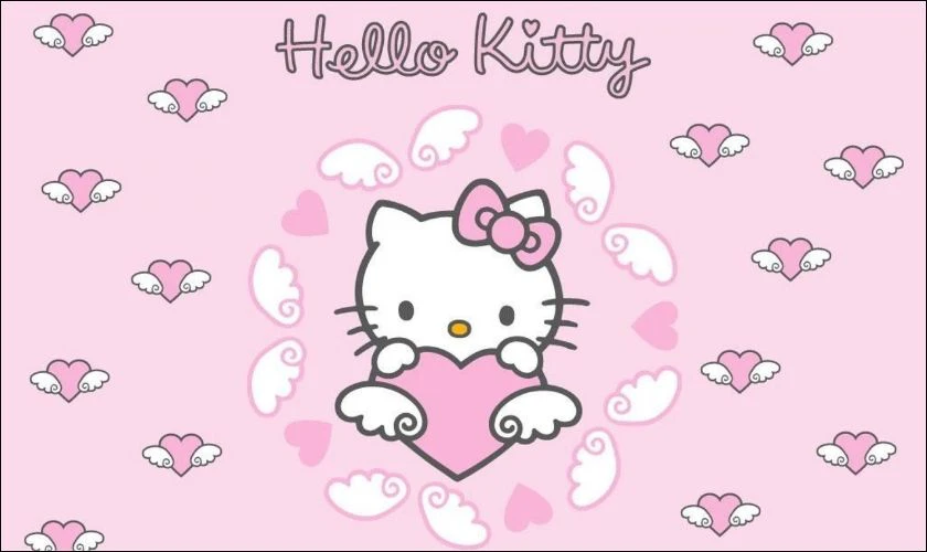 H&igrave;nh nền iPad Hello Kitty m&agrave;u hồng đ&aacute;ng y&ecirc;u nhất