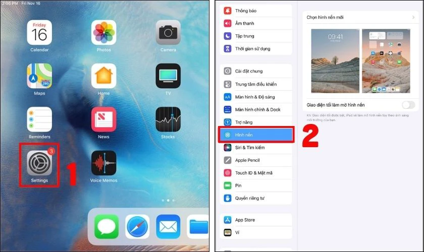C&aacute;ch đổi h&igrave;nh nền iPad đơn giản, nhanh ch&oacute;ng