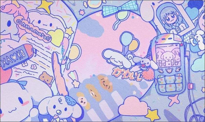 H&igrave;nh nền iPad Cinnamoroll tone t&iacute;m
