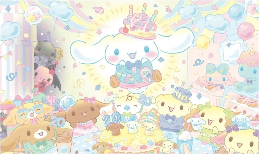 Ảnh Cinnamoroll nhiều m&agrave;u sắc