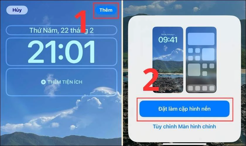 Chọn Thêm và nhấn Đặt làm cặp hình nền