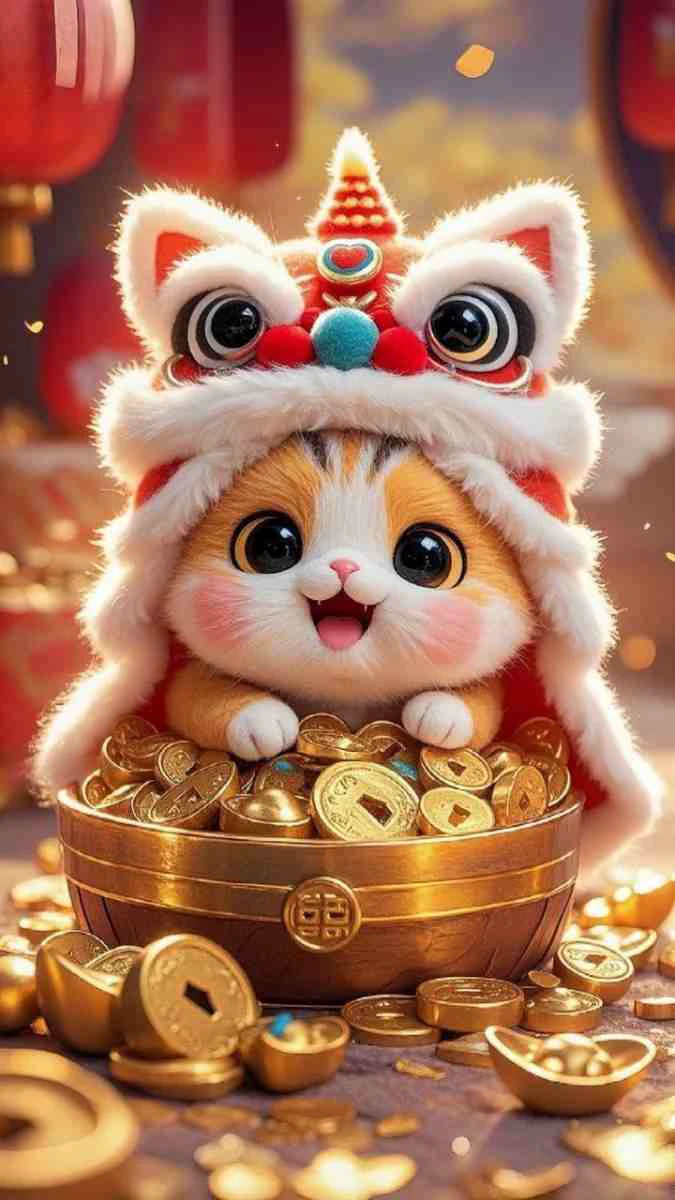 H&igrave;nh nền ch&uacute; m&egrave;o v&agrave; đồng tiền