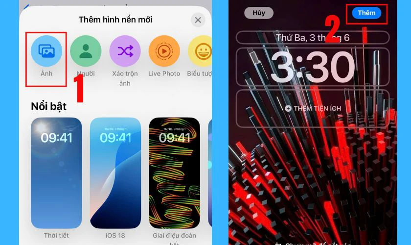 Chọn ảnh v&agrave; chọn Th&ecirc;m để ho&agrave;n tất việc c&agrave;i đặt h&igrave;nh nền