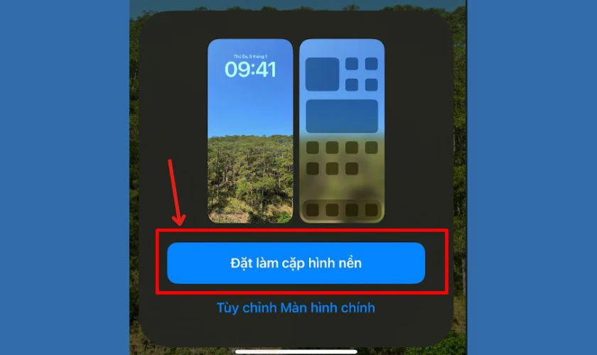 Chọn Đặt l&agrave;m cặp h&igrave;nh nền