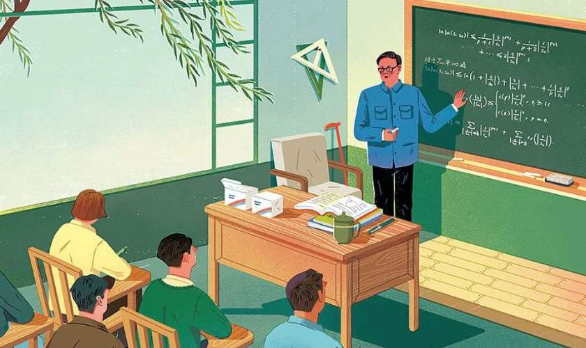 Ảnh thầy giáo đang giải bài tận tình cho học sinh