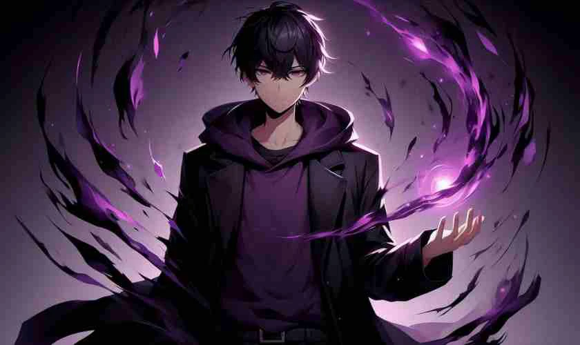 Hình nền không gian 3D iOS 26 cho MacBook chủ đề anime tone tím