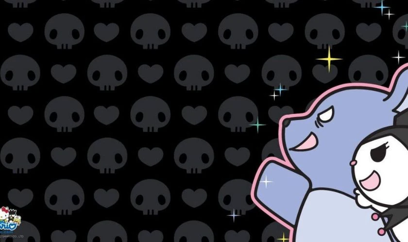 H&igrave;nh nền th&uacute; Kuromi cute đang cười si&ecirc;u dễ thương