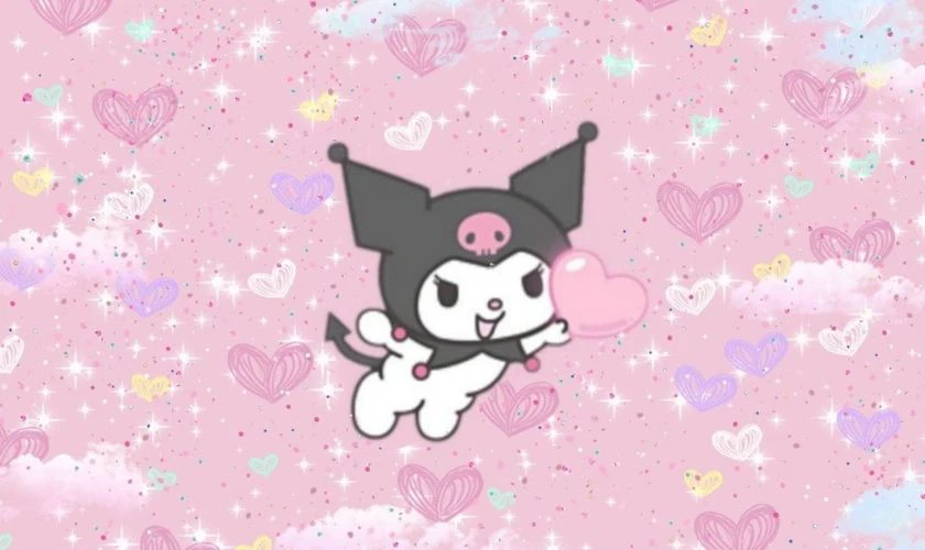 H&igrave;nh nền th&uacute; Kuromi cute đang cười dễ thương nhất