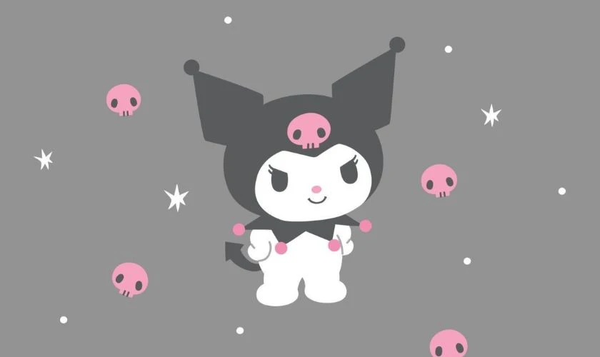 H&igrave;nh nền th&uacute; Kuromi đang cười cute, dễ thương