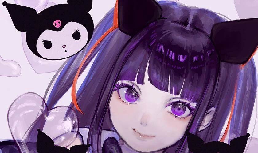 H&igrave;nh nền nh&acirc;n vật nữ anime cosplay Kuromi cute dễ thương&nbsp;cho m&aacute;y t&iacute;nh