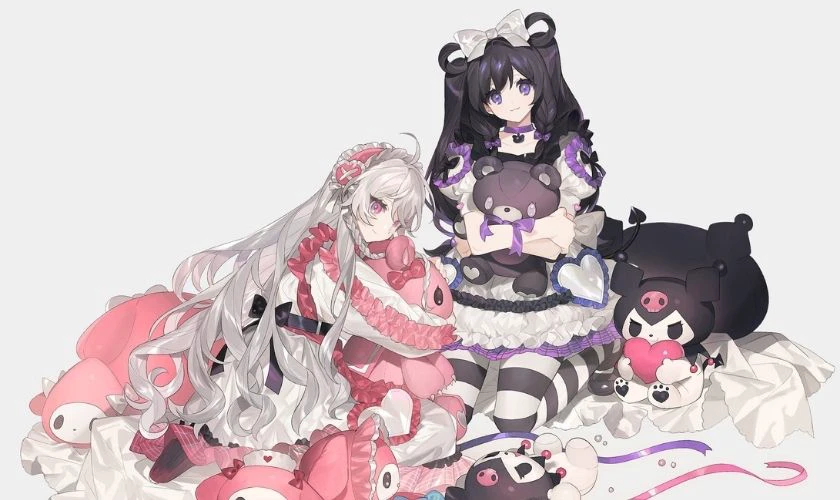 H&igrave;nh nền nh&acirc;n vật nữ anime cosplay Kuromi cute, xinh xắn cho m&aacute;y t&iacute;nh