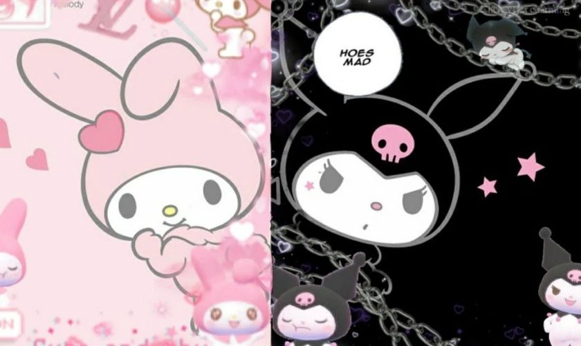 Ảnh m&aacute;y t&iacute;nh Kuromi cute v&agrave; Melody cute si&ecirc;u dễ thương