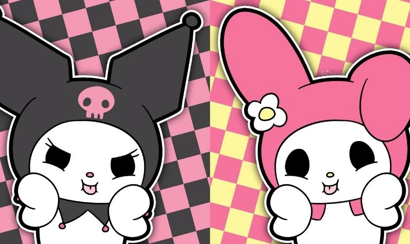 Ảnh m&aacute;y t&iacute;nh Kuromi cute v&agrave; Melody cute n&eacute;t