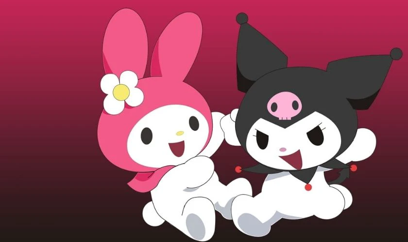 Ảnh m&aacute;y t&iacute;nh Kuromi cute v&agrave; Melody cute n&eacute;t căng