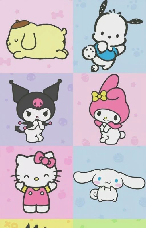 Wallpaper Kuromi v&agrave; Hello Kitty cho điện thoại
