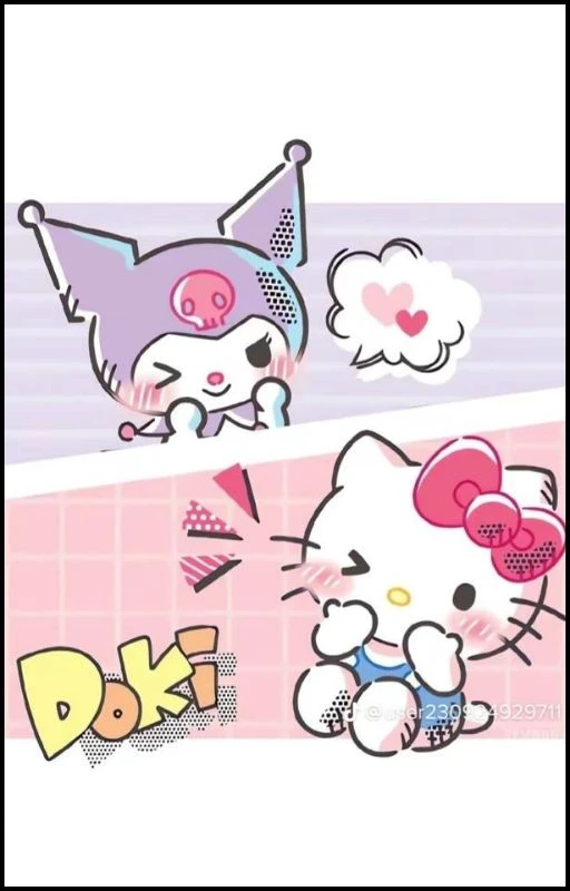 Wallpaper Kuromi v&agrave; Hello Kitty cho điện thoại xinh xắn