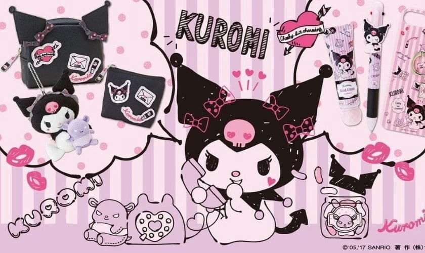 Ảnh Kuromi đeo nơ cho m&aacute;y t&iacute;nh, điện thoại si&ecirc;u xinh