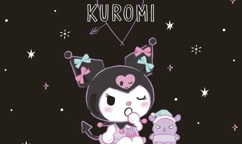 Ảnh Kuromi đeo nơ cho m&aacute;y t&iacute;nh, điện thoại Full HD