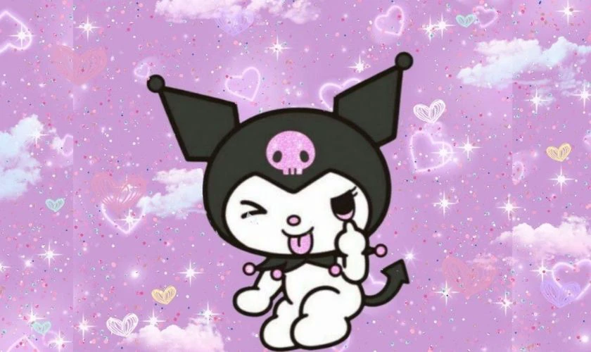 H&igrave;nh nền th&uacute; Kuromi đang cười cute nhất