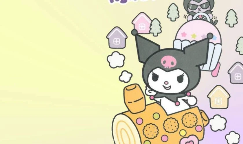 H&igrave;nh nền th&uacute; Kuromi cute đang cười dễ thương