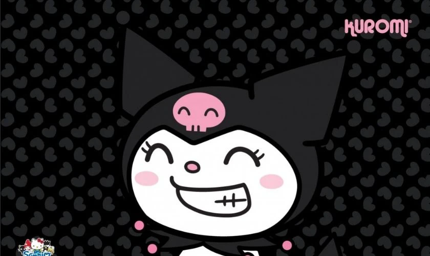H&igrave;nh nền th&uacute; Kuromi cute đang cười cực dễ thương