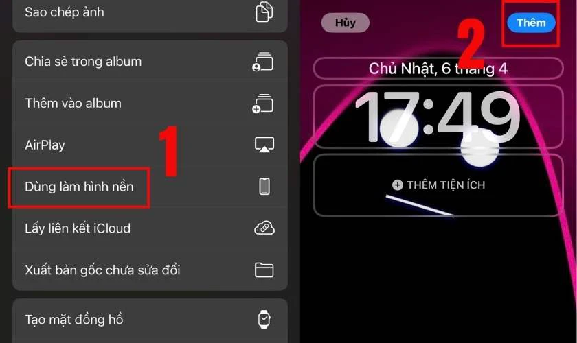 Chọn mục D&ugrave;ng l&agrave;m h&igrave;nh nền rồi căn chỉnh h&igrave;nh