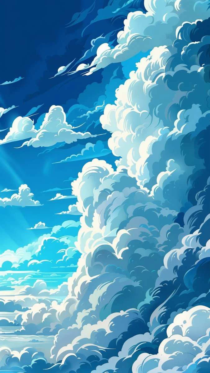 H&igrave;nh nền m&agrave;u xanh dương phong cảnh, anime